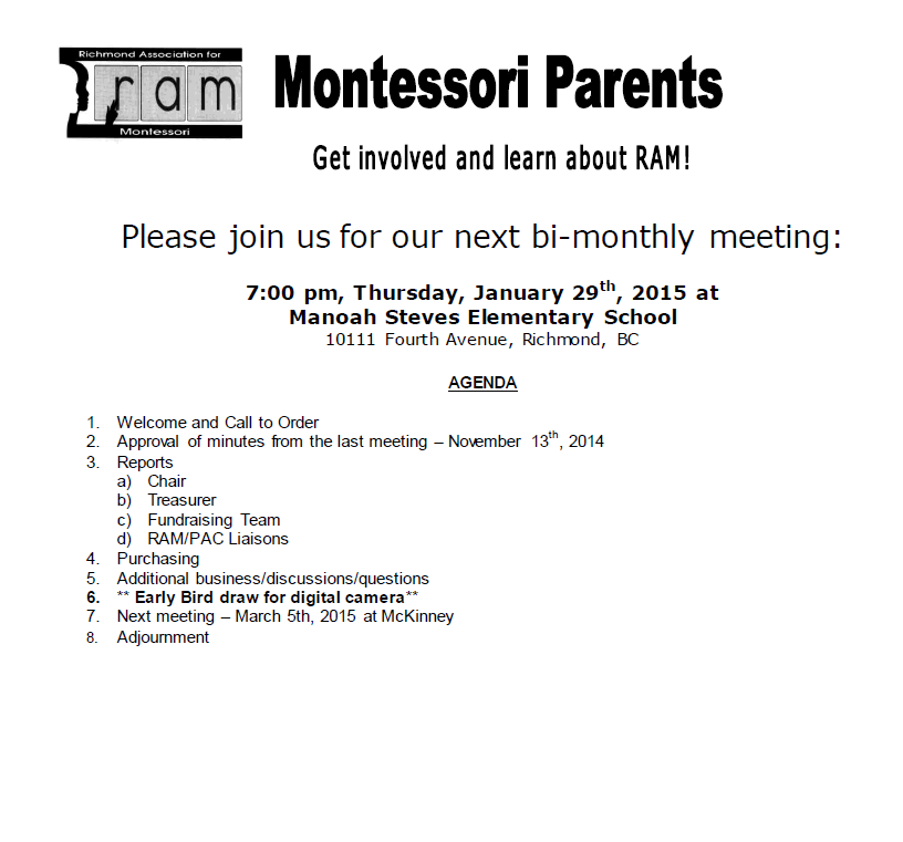 RAM Meeting Notice - January 2015