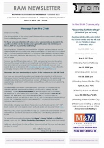 RAM Newsletter October 2022 Page 1